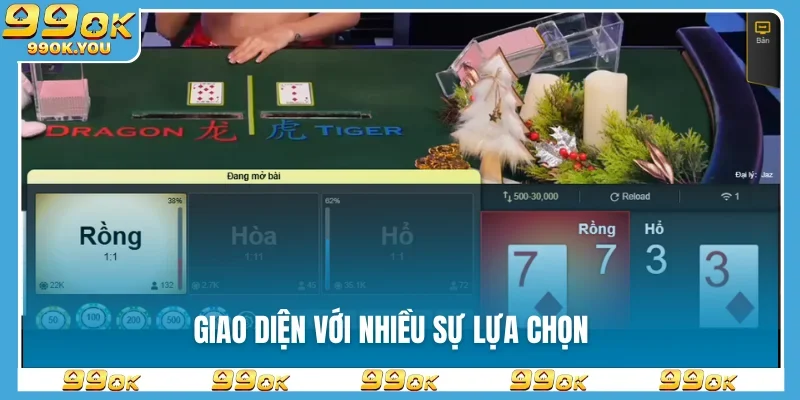 Giao diện với nhiều sự lựa chọn